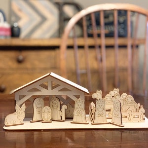 DIY Nativity Scene Kit - Unfinished Wood Christmas Craft - Paintable Nativity Set for Family Holiday Activities - DIY Christmas Art