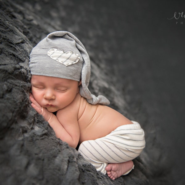 Grey and Cream Newborn Pant and Hat 2-Piece, Baby Pant Set, newborn boy pant set, newborn boy prop