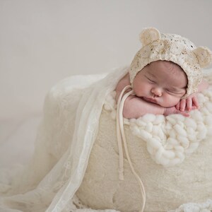 newborn girl bear hat, newborn photo prop, newborn bonnet, bear bonnet, newborn photography prop