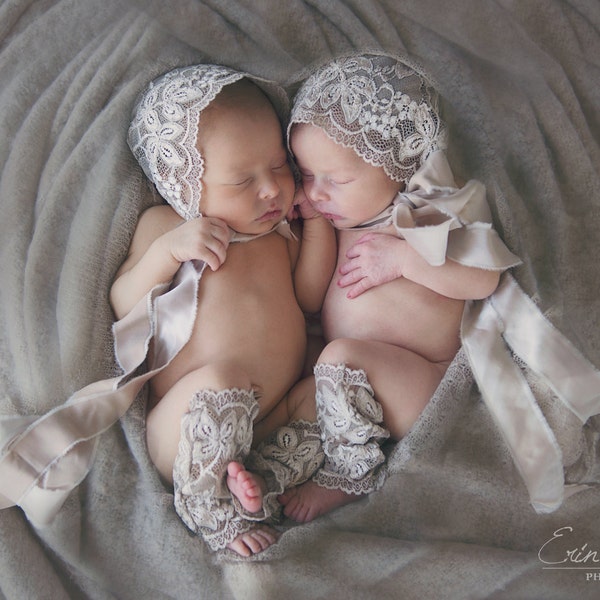 Newborn bonnet and Legging Set ,newborn girl bonnet , newborn bonnet, lace bonnet, newborn photo prop