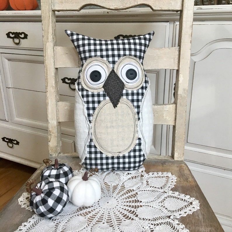 Owl Pillow Stuffed Owl Fabric Owl Etsy
