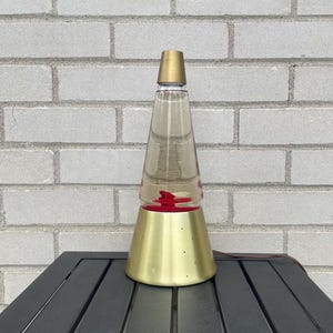 Vintage 1975 Simplex Lava Lite Carlisle Starlight Pinhole Lava Lamp Model 300 with Red Wax, Original Lava Lamp Red and Gold Home Decor