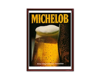 Michelob Beer Artwork, Some Things Speak for Themselves Marketing Page, 1980s Manly Beer Decorating Wall Hanging Magazine Art for Him