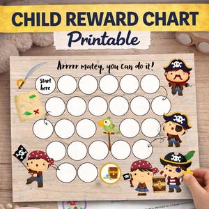 Pirate Kids Reward Chart – Printable Behavior Tracker (Instant Download)