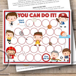 Reward Chart - Sports Reward Chart - Printable - Instant Download Printable