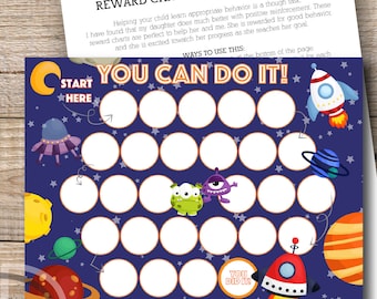 Reward Chart - Outer Space Reward Chart - Printable - Instant Download Printable - Space reward chart