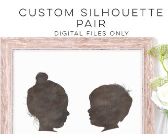 Child Silhouette  - Watercolor Silhouette - Custom Silhouette - DIGITAL PRINTABLE