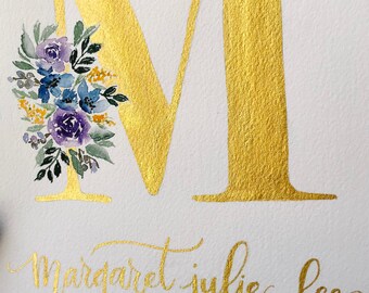 Gold Monogram - Hand Painted Custom Monogram
