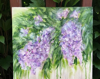 Original Floral artwork - loose florals - abstract floral - wisteria