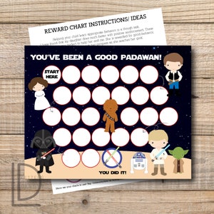 Gráfico de recompensas -Star Wars Carta de recompensas - Imprimible - Descarga instantánea imprimible imprimible