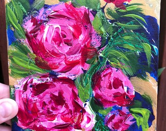 Original Floral artwork - loose florals - abstract floral - peonies