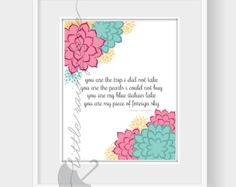 Mother's Day Gift - You are the trip I did not take- wall art- quote by Anne Campbell - quote about mothers