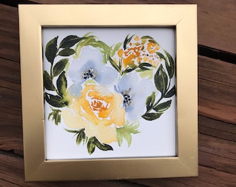 Watercolor Valentine Painting - floral valentine