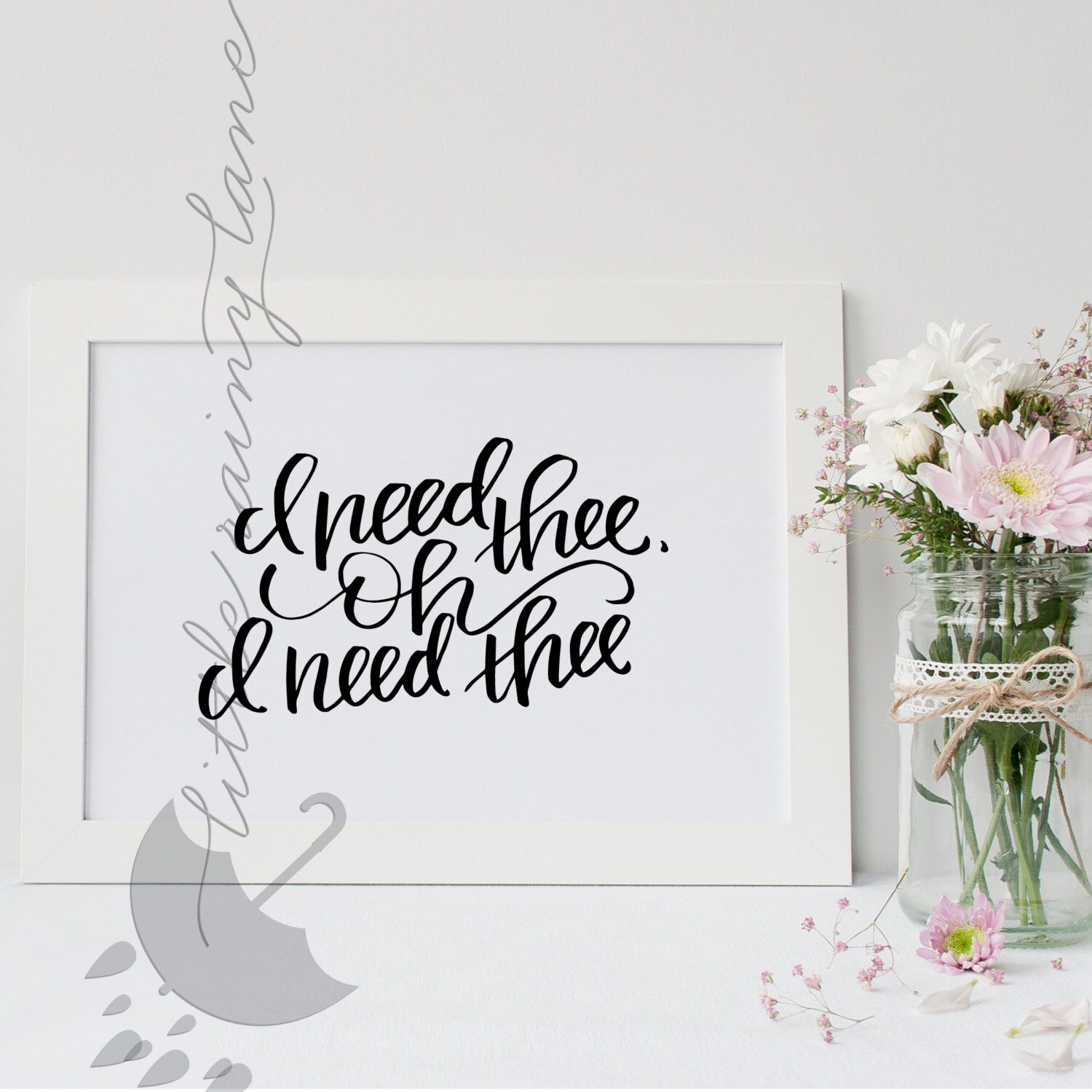 I need thee every hour hymn quote hand lettered lds hymn etsy