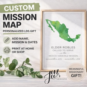 LDS Mission Map Printable, Custom Mission Call Gift, Personalized LDS Mission Gift, Missionary Homecoming Gift, Mission Map Print