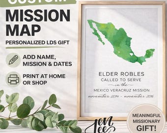 LDS-missiekaart afdrukbaar, aangepaste missie-oproepcadeau, gepersonaliseerd LDS-missiecadeau, zendeling Homecoming-cadeau, missiekaart afdrukken