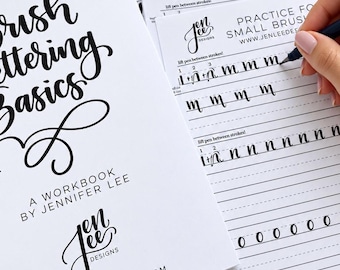 Brush Lettering Practice Workbook, 38-Page PDF Digital Download