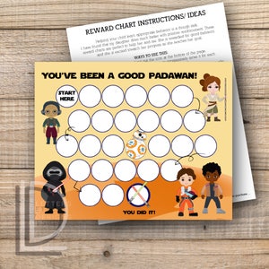 Gráfico de recompensas -Star Wars Carta de recompensas - Imprimible - Descarga instantánea imprimible imprimible