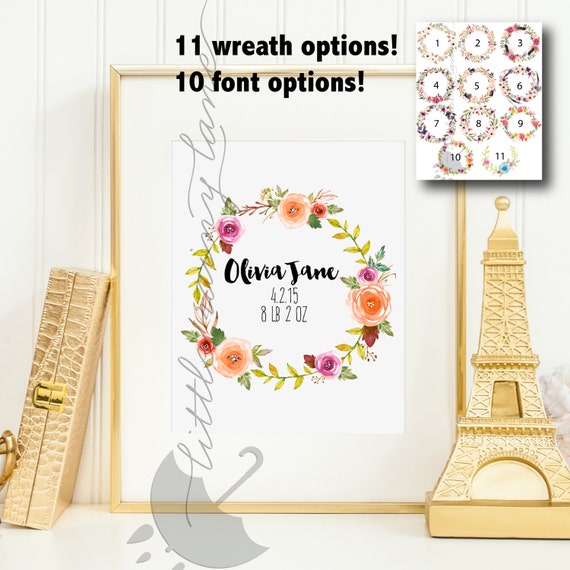 Baby name wall art Personalized Baby Gift Customized Etsy