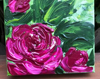 Original Floral artwork - loose florals - abstract floral - roses
