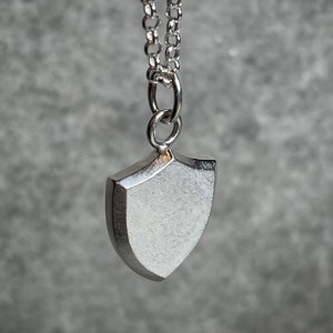 Medieval Beveled Shield Pendant in Sterling Silver - Protective Gothic Necklace