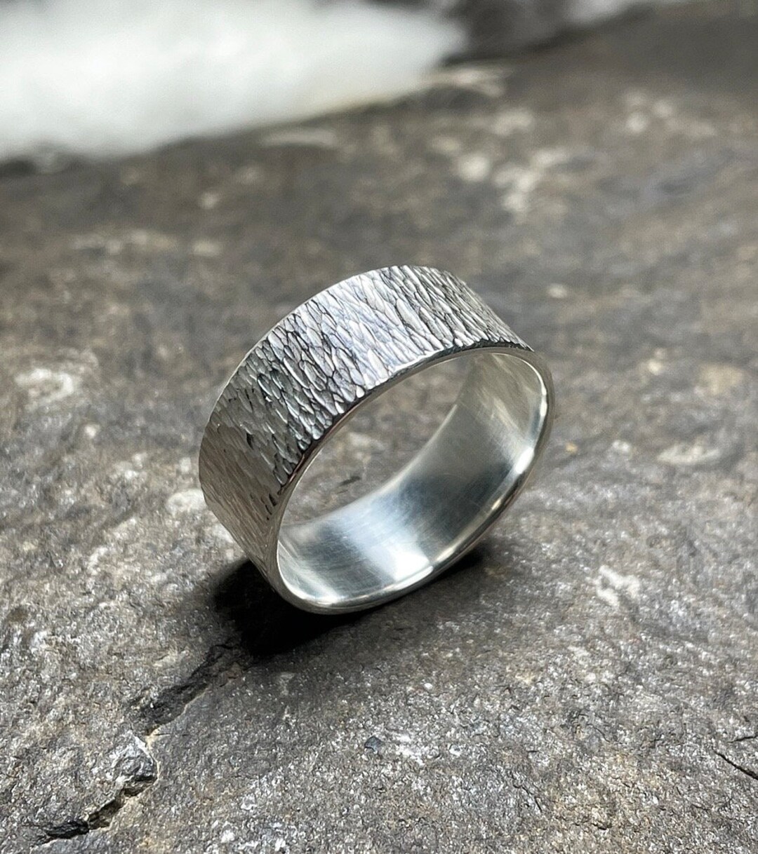 we took our beloved hand hammered band and made it... Hand Textured Hammered 9mm Wide Band Ring in Sterling Silver ...