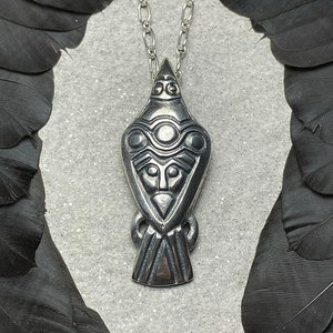 RAVEN GOD Historical Odin And Raven Necklace in Sterling Silver - Pagan Viking Pendant