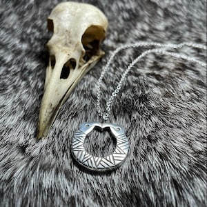 RAVENS OF ODIN Huginn & Muninn Reversible Necklace in Sterling Silver - Pagan Heathen Viking Raven Pendant
