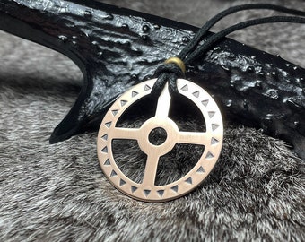 Bronze Sunwheel Ancient Pagan Sun Symbol Necklace - Suncross Heathen Viking Solar Pendant