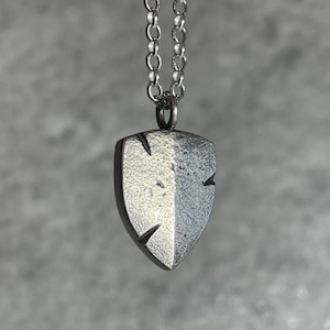 Medieval Shield Pendant in Sterling Silver - Protective Gothic Necklace