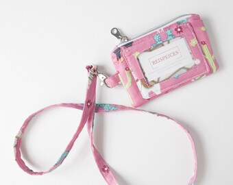 ID wallet ID lanyard Highschool id badge holder College ID wallet lanyard Student id holder LLama Badge holder Sophie