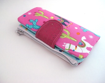 Llama Womens Wallet clutch Wallet Credit card wallet Minimalist  wallet eco-friendly Vegan Cork Wallet Zipper wallet Snap wallet