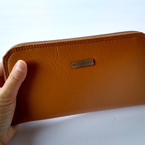 Zip Alrededor cartera de mujer cartera de cuero falso Cartera señoras cartera de cremallera larga cartera vegano embrague Monedero Acordeón Caramelo Kate Wallet
