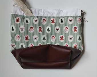 Knitting project bag , Crochet project bag, craft storage bag, yarn storage bag, sock knitting bag, crochet bag MEDIUM vintage christmas