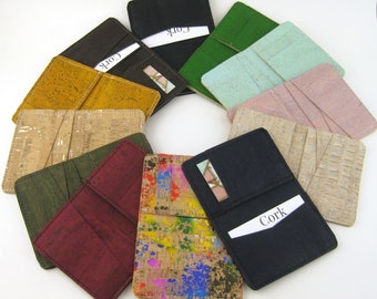 Personalized Cork Wallet Slim Bifold Wallet Vegan wallet Minimalist Wallet eco-friendly Thin Bi-fold wallet Simple mens wallet card wallet