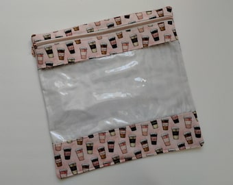 Grande bolsa de ponto cruz para bordado, bolsa de fio dental para ponto cruz, bolsa de projeto, organização de ponto cruz, bolsa de ponto cruz com cobertura total, café
