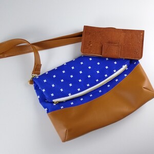 Pliez-vous sur Cross body Bag Vegan Bag Ajustable Strap Faux Sac en cuir Sac à bandoulière Sac à bandoulière Sac à main Slouch Sac Grand petit sac bleu