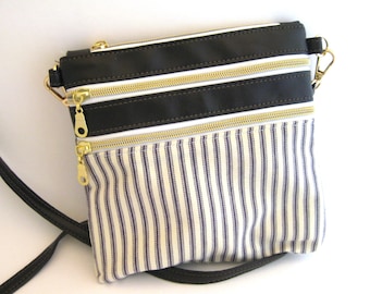 Kleine Umhängetasche Kunstleder Geldbörse Vegan Tasche Mini Geldbörse Reißverschluss Beutel Tasche Geldbörse mit Reißverschluss Kleine Handtasche Gestreifte Tasche