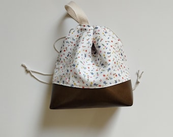Knitting project bag yarn sleeve, Crochet project bag, craft storage bag, yarn storage bag,sock knitting bag, crochet bag MEDIUM tiny floral