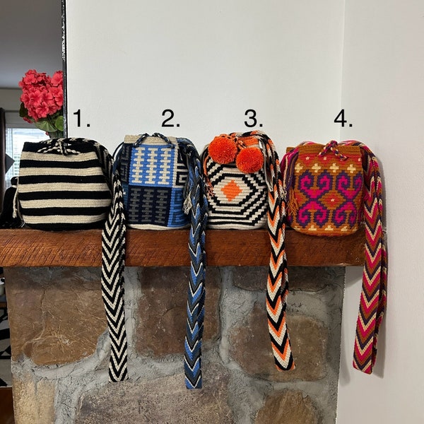 Assorted mini wayuu bags crossbody colombian bags hand knitted