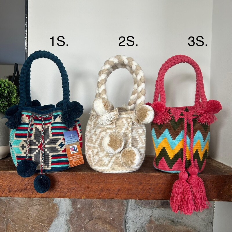 Authentic Wayuu Mochila Bag - Handwoven Colombian Crossbody Purse, Colorful Boho Cotton Bag For Summer & Travel
