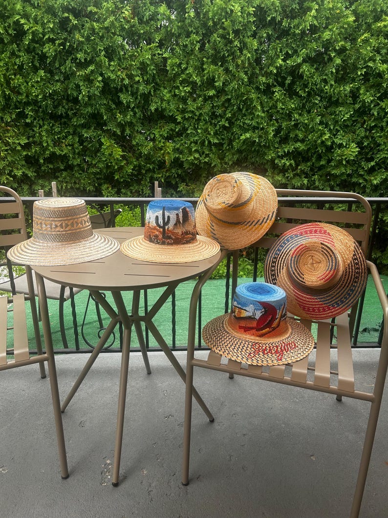 ポンポン付きワユー族の麦わら帽子：手作りのビーチサンハット 画像 2