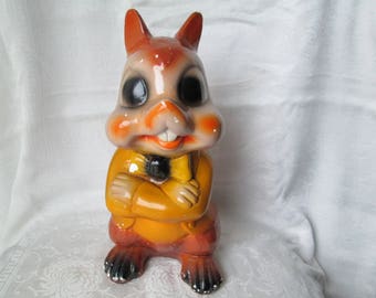 Vintage Carnival Prize Bank, Squirrel/Chipmunk Chalkware Bank, Anthropomorphic
