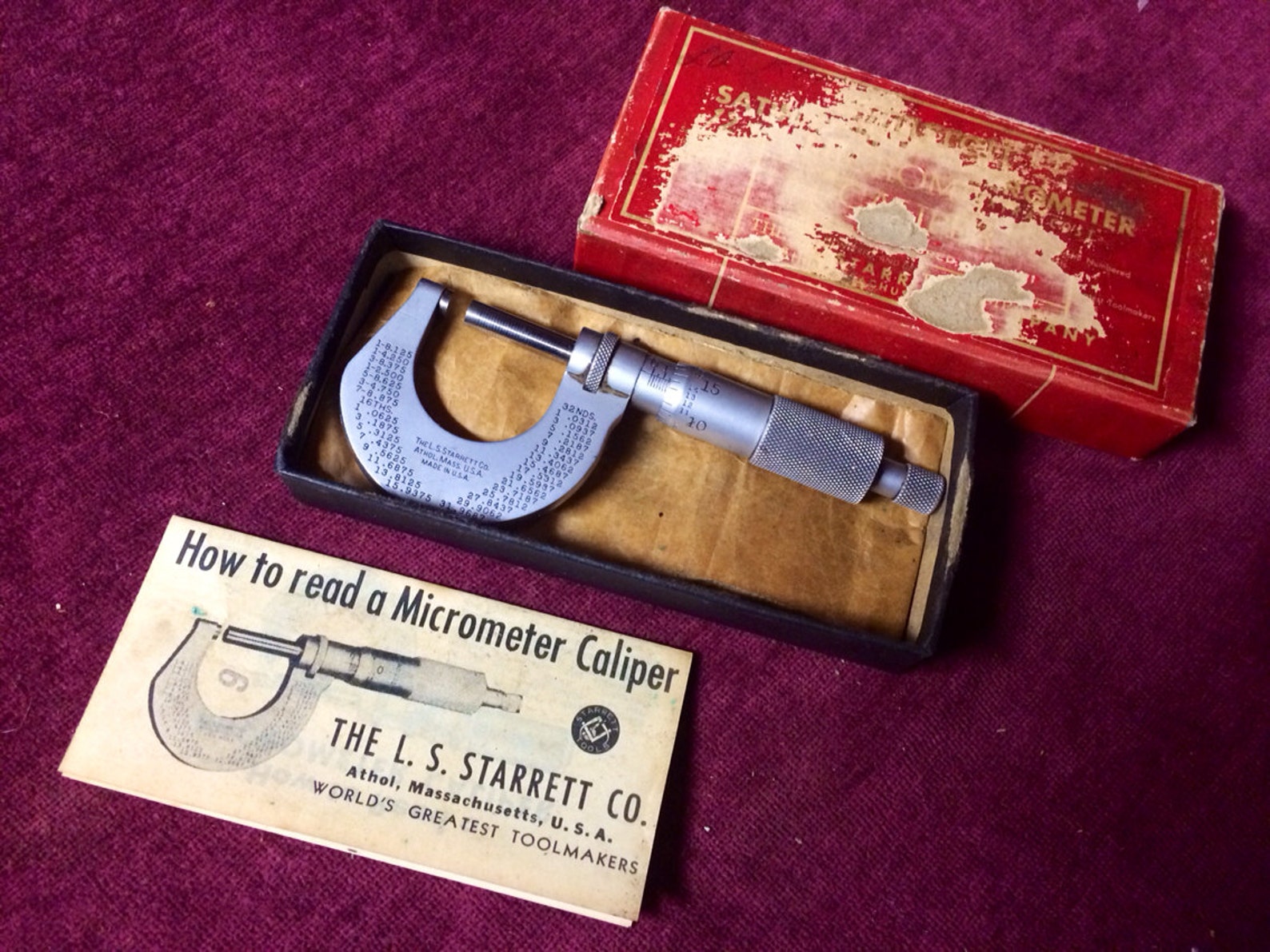 Vintage Micrometer Caliper L.S. Starrett 10000ths Etsy.de