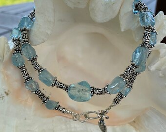 New! Gorgeous Aquamarine Nuggets & Bali Sterling Silver Beads