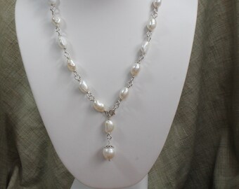Sterling Wire Wrap Loops & Freshwater Pearl Necklace
