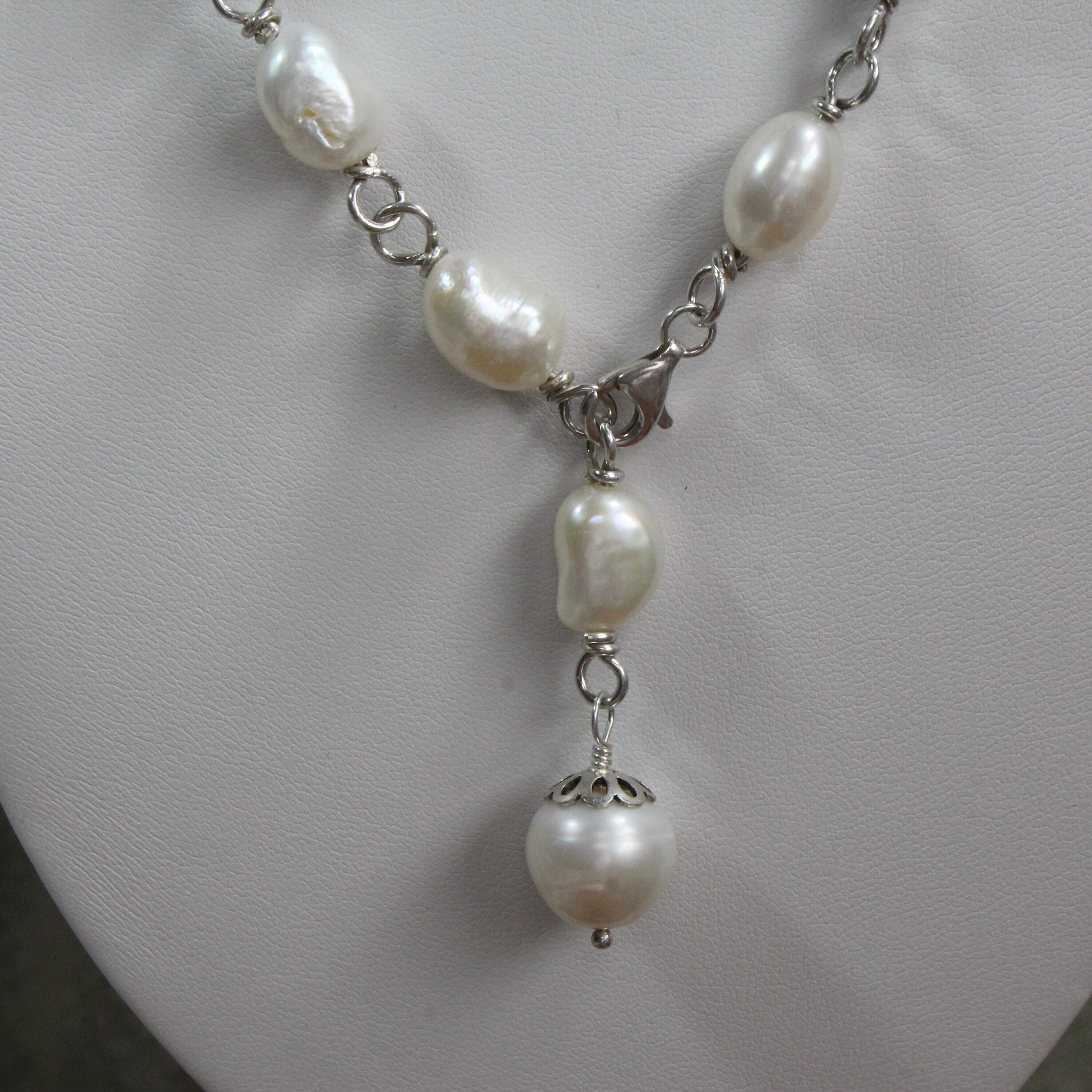 Sterling Wire Wrap Loops & Freshwater Pearl Necklace - Etsy