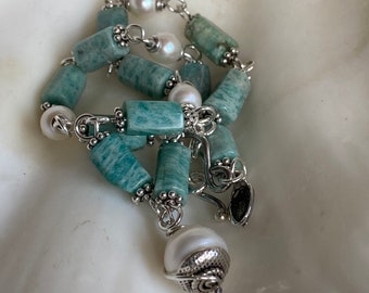 New! Amazonite & Freshwater Pearl Necklace