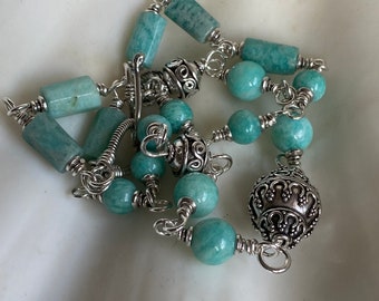 New! Amazing Amazonite & Sterling Silver Necklace