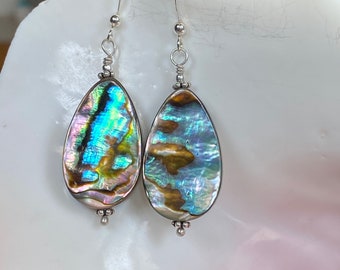 Simple Abalone Shell Tear Drop Earrings